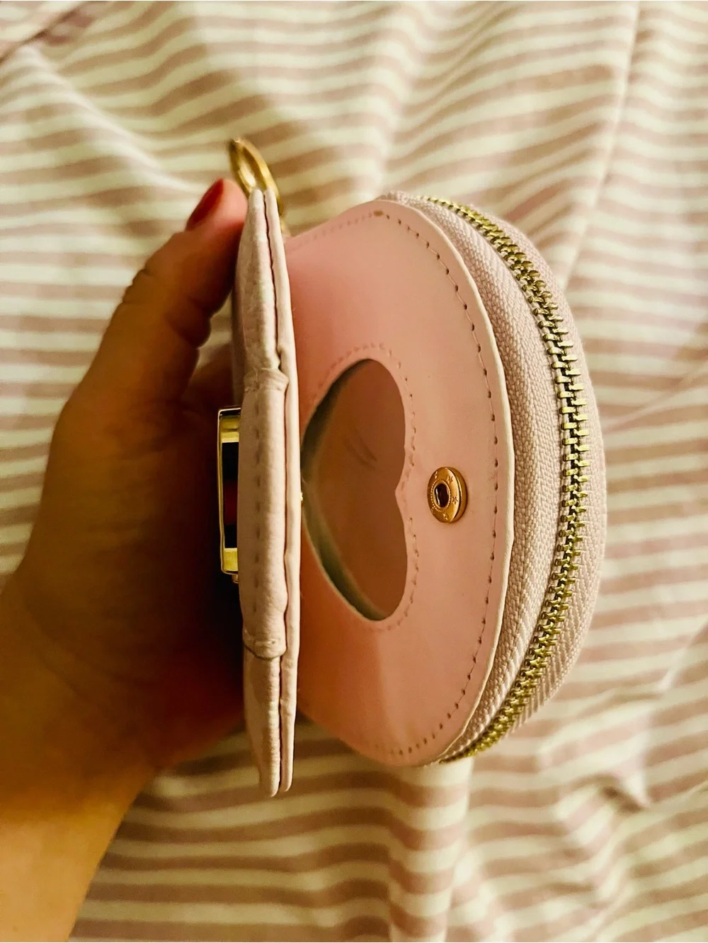 Juicy Couture Pale Pink Monogram Coin Wallet with Gold Logo